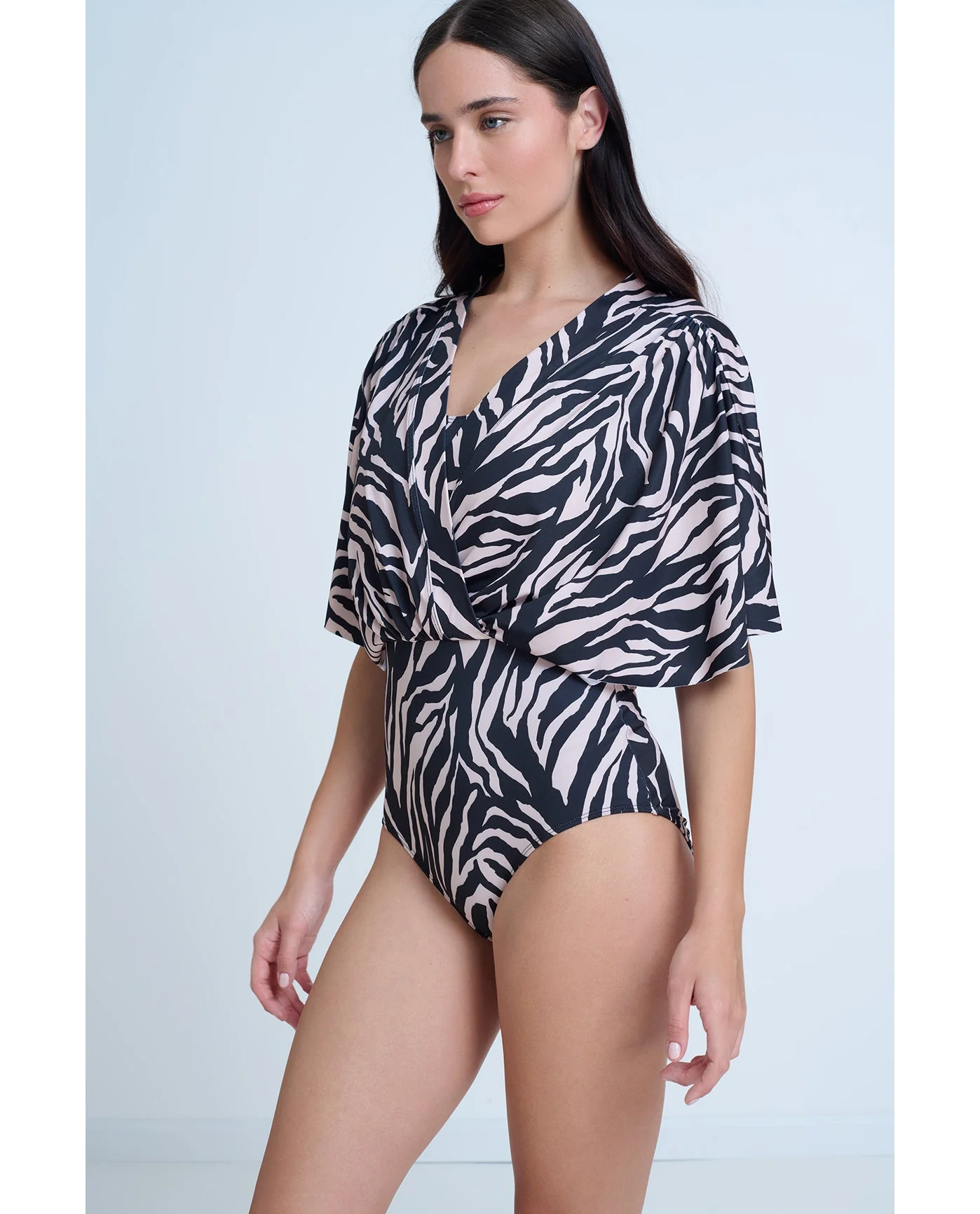 Modest Sleeved Surplice Blouson One Piece - Image 12