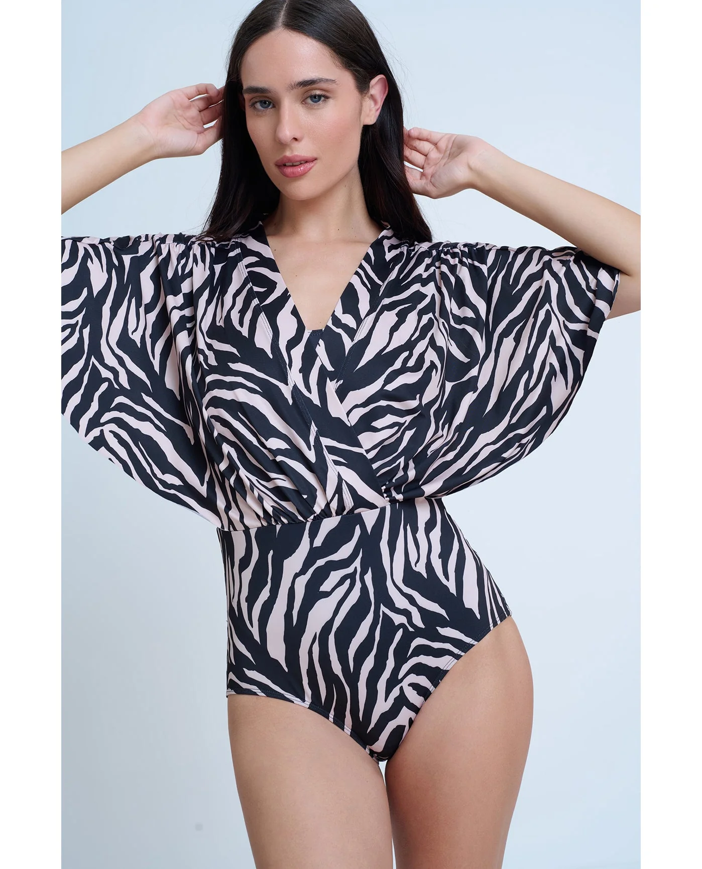 Modest Sleeved Surplice Blouson One Piece - Image 13