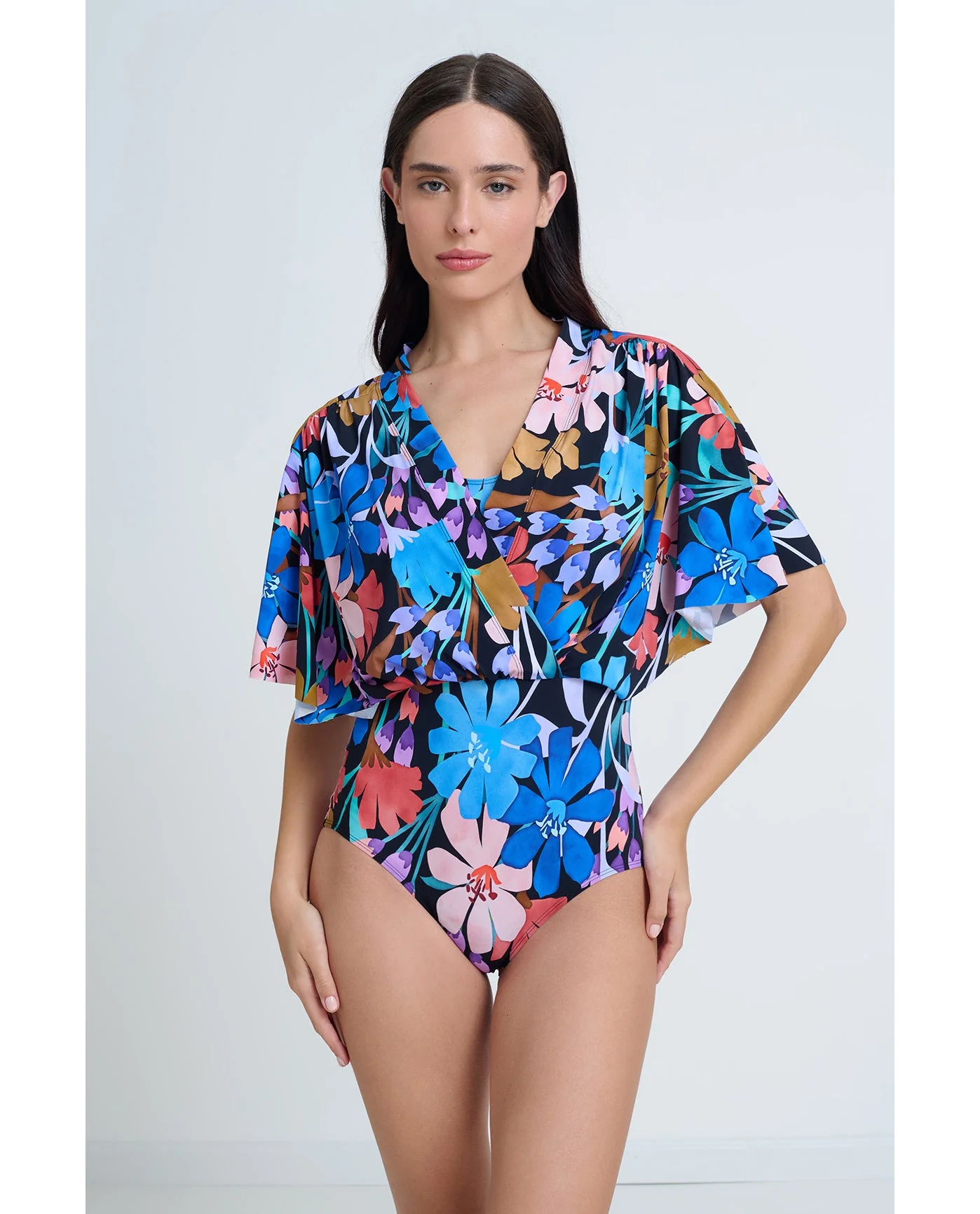 Modest Sleeved Surplice Blouson One Piece - Image 5