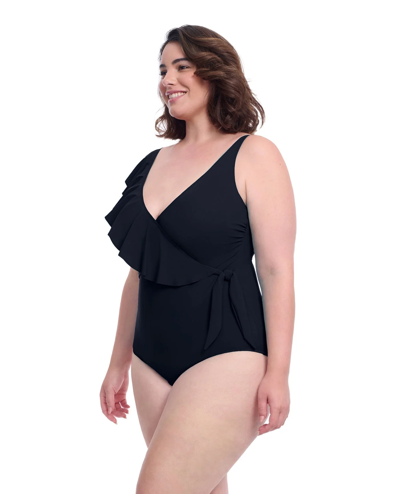 Tutti Frutti Plus Size Asymmetrical Ruffle Surplice One Piece Swimsuit - Image 3